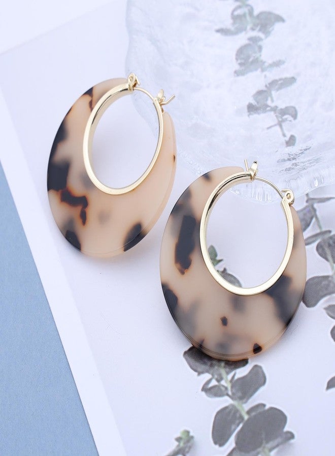 IRCOMULTI Vintage Leopard Print Hoop Earrings Tortoise Shell Hoop Earrings Tortoise Resin Earrings Leopard Print Acrylic Earrings Large Acrylic Hoop Earrings Jewelry for Women - Image 3
